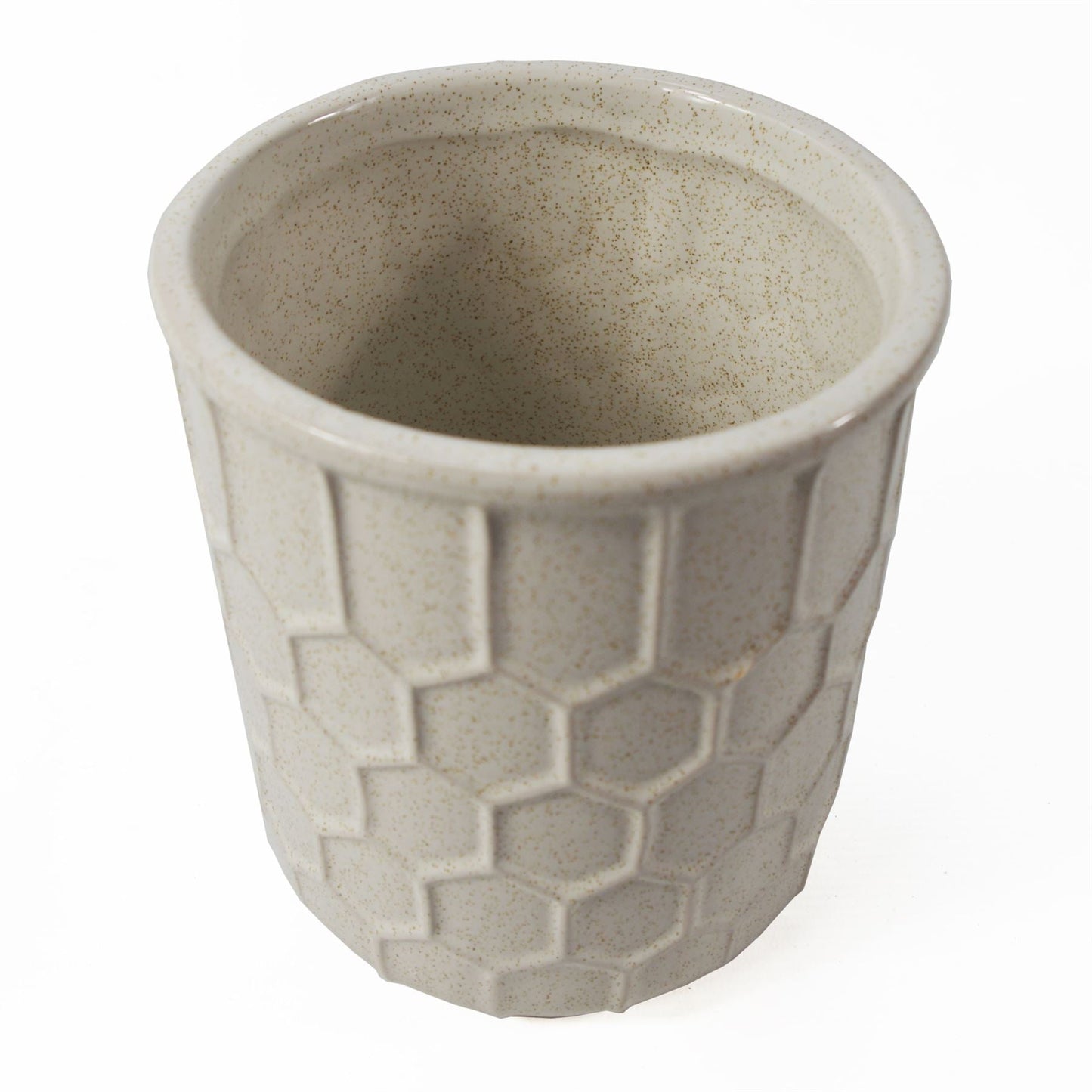 White Honeycomb Ceramic Planter-3