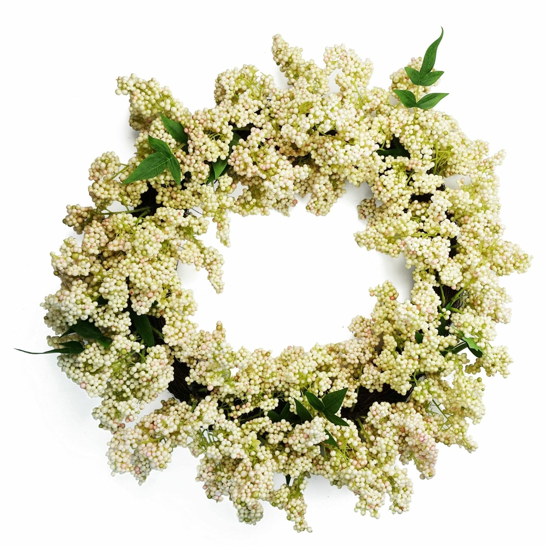 55cm Artificial Hanging White Berries Wreath-0