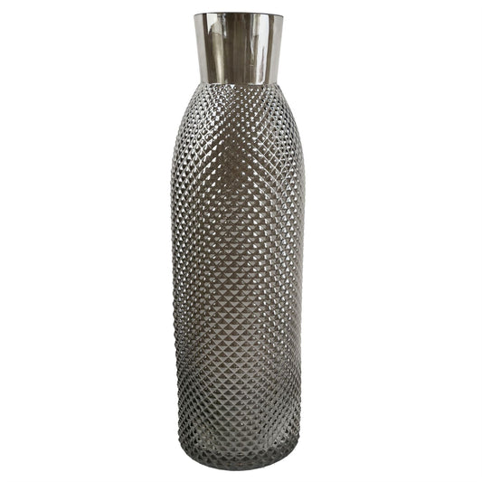 Glass Vase Smoke Grey Diamond Tall Glass Vase 50cm-0