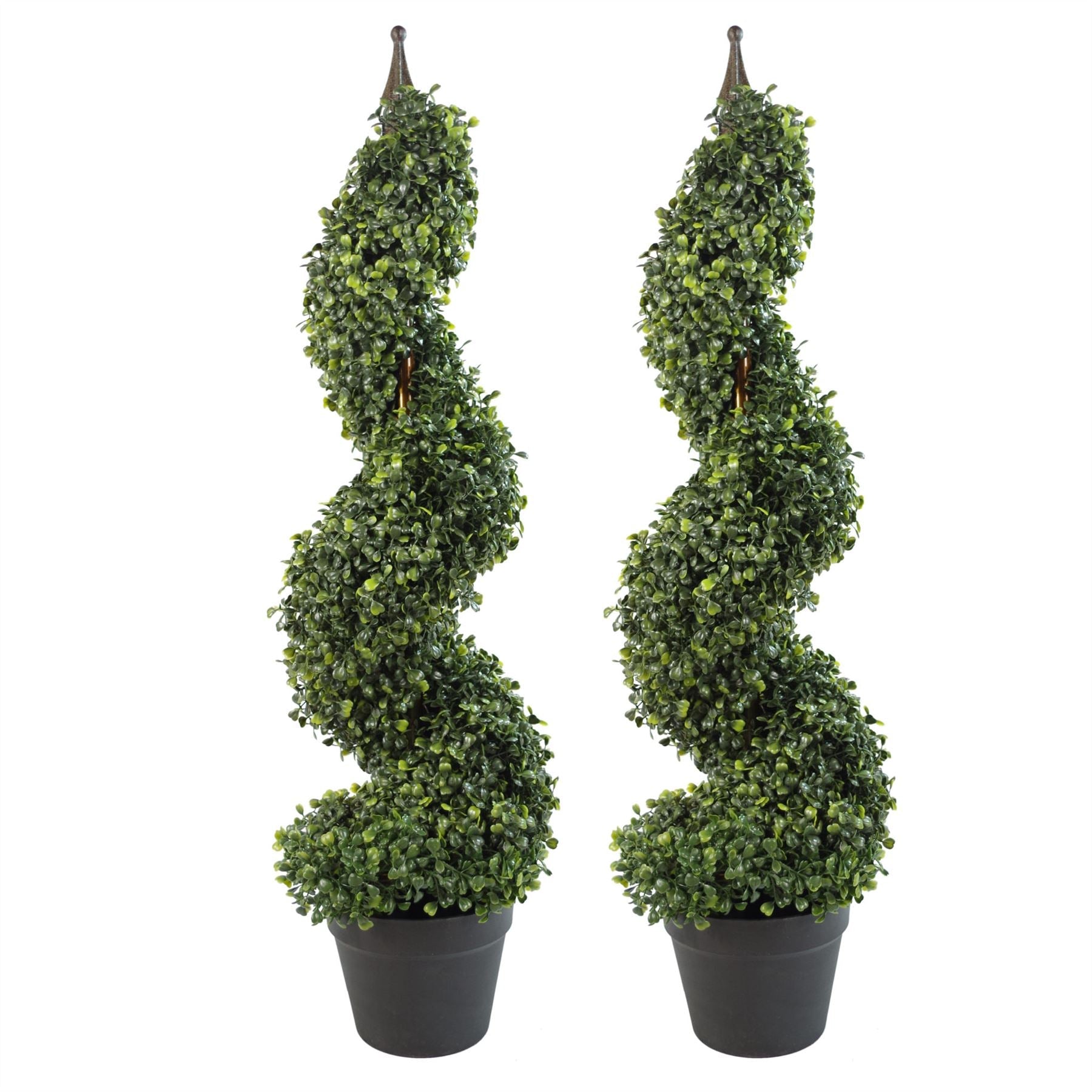 Pair 90cm Tall Artificial Boxwood Tower Trees Topiary Spiral-0