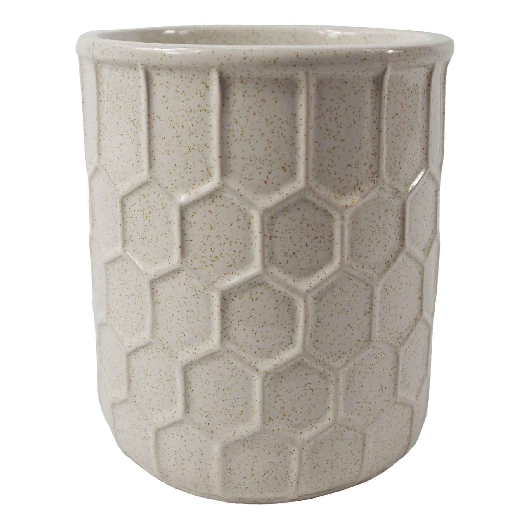White Honeycomb Ceramic Planter-0