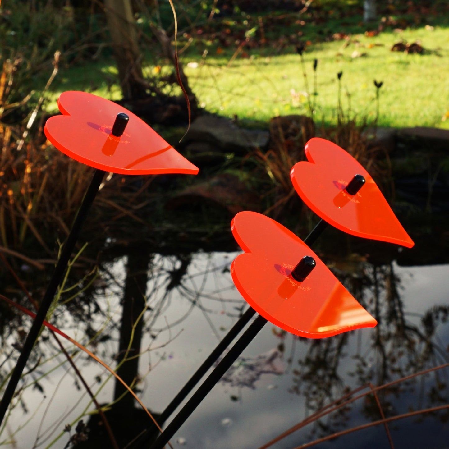 Garden Décor Ornaments Set of 3 'Hearts'-3