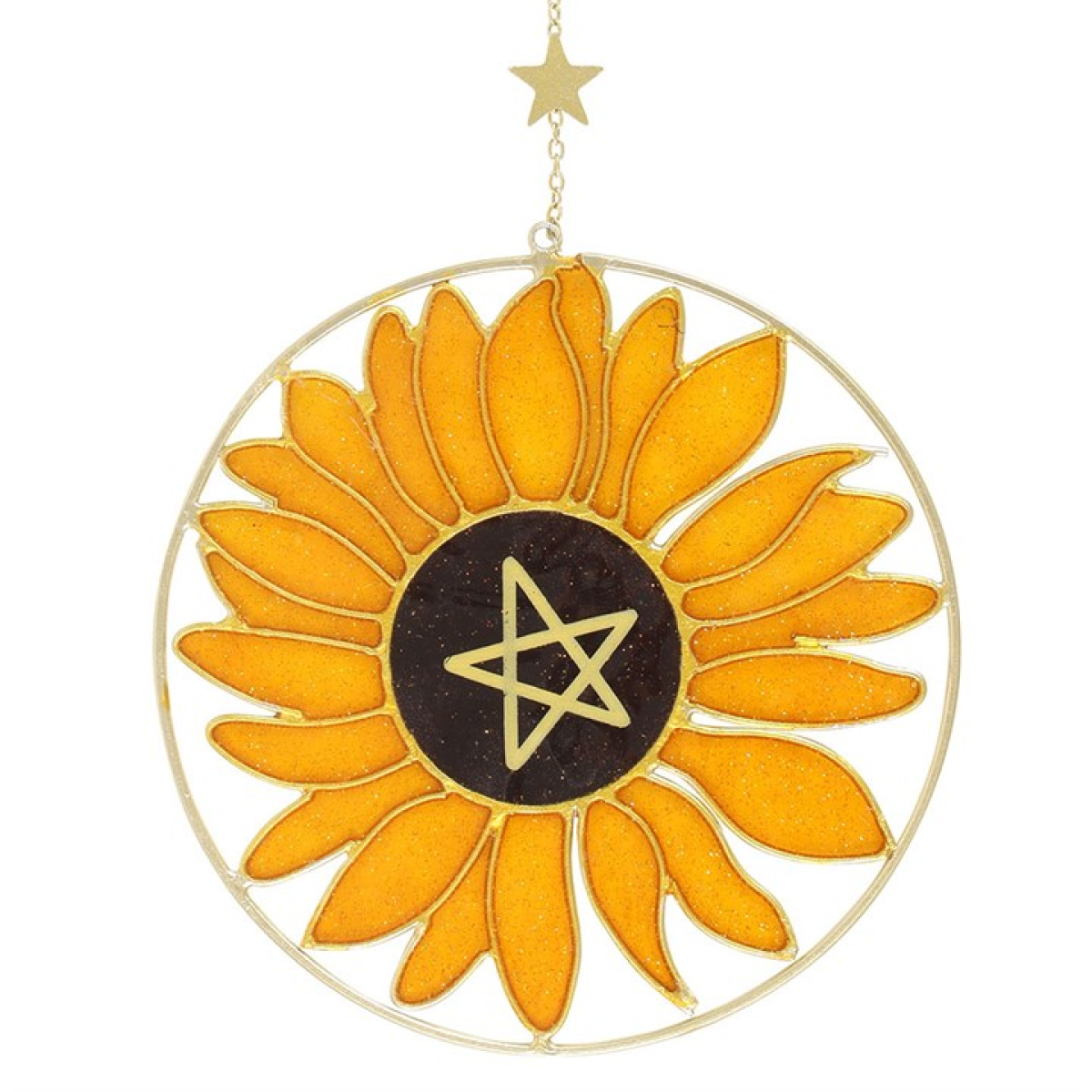 Decorative sunflower with a star symbol in the center on a white background