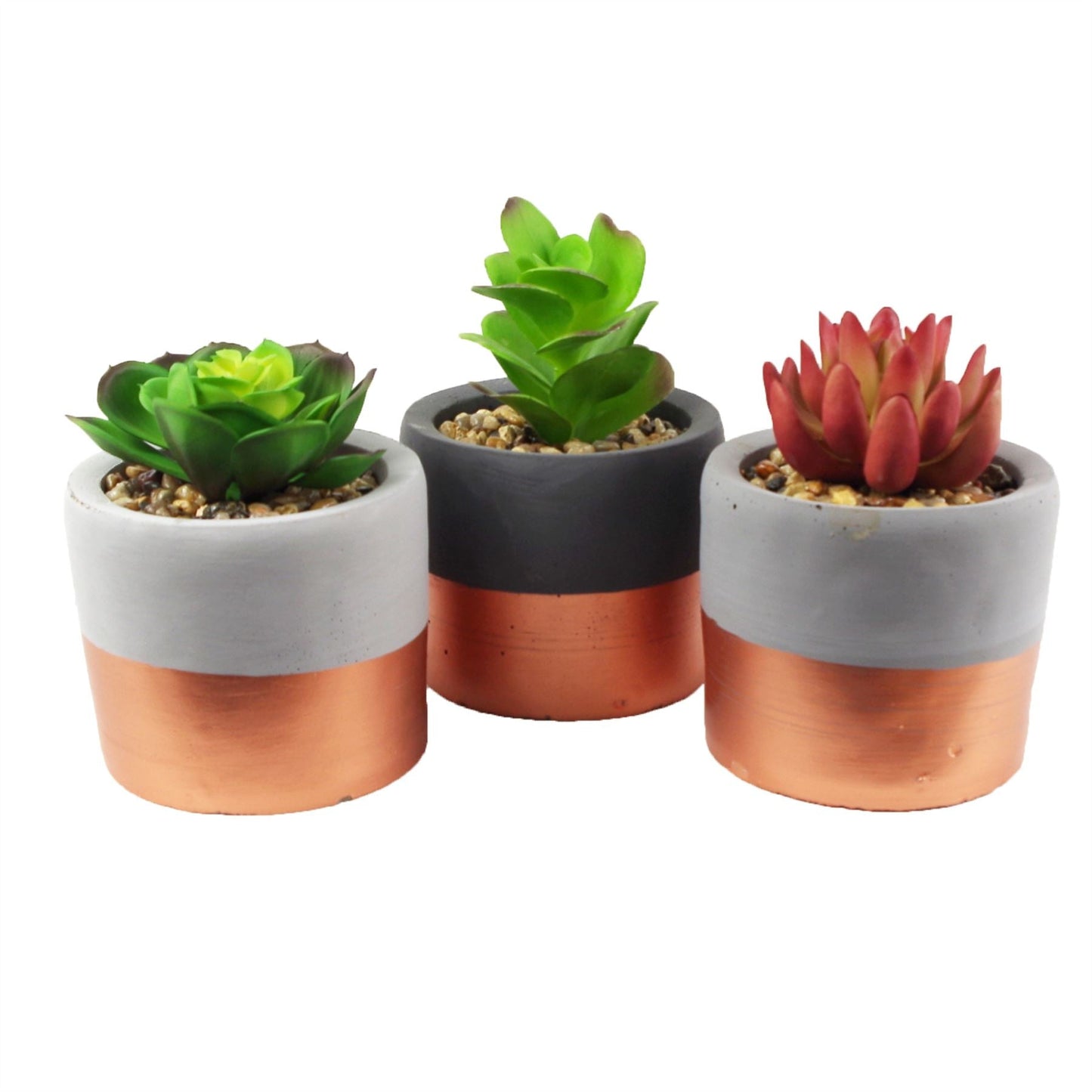 Stoneware Planters Artificial Plants Succulent 14cm Set 3-0