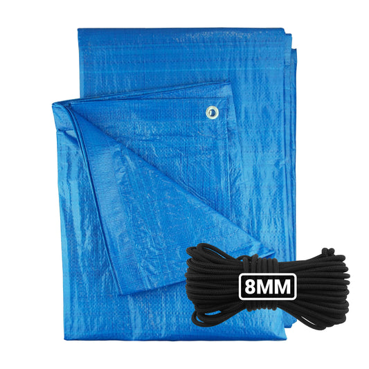 Blue S-Grade Tarpaulin with 10 Metres of 8mm Bungee Rope-0