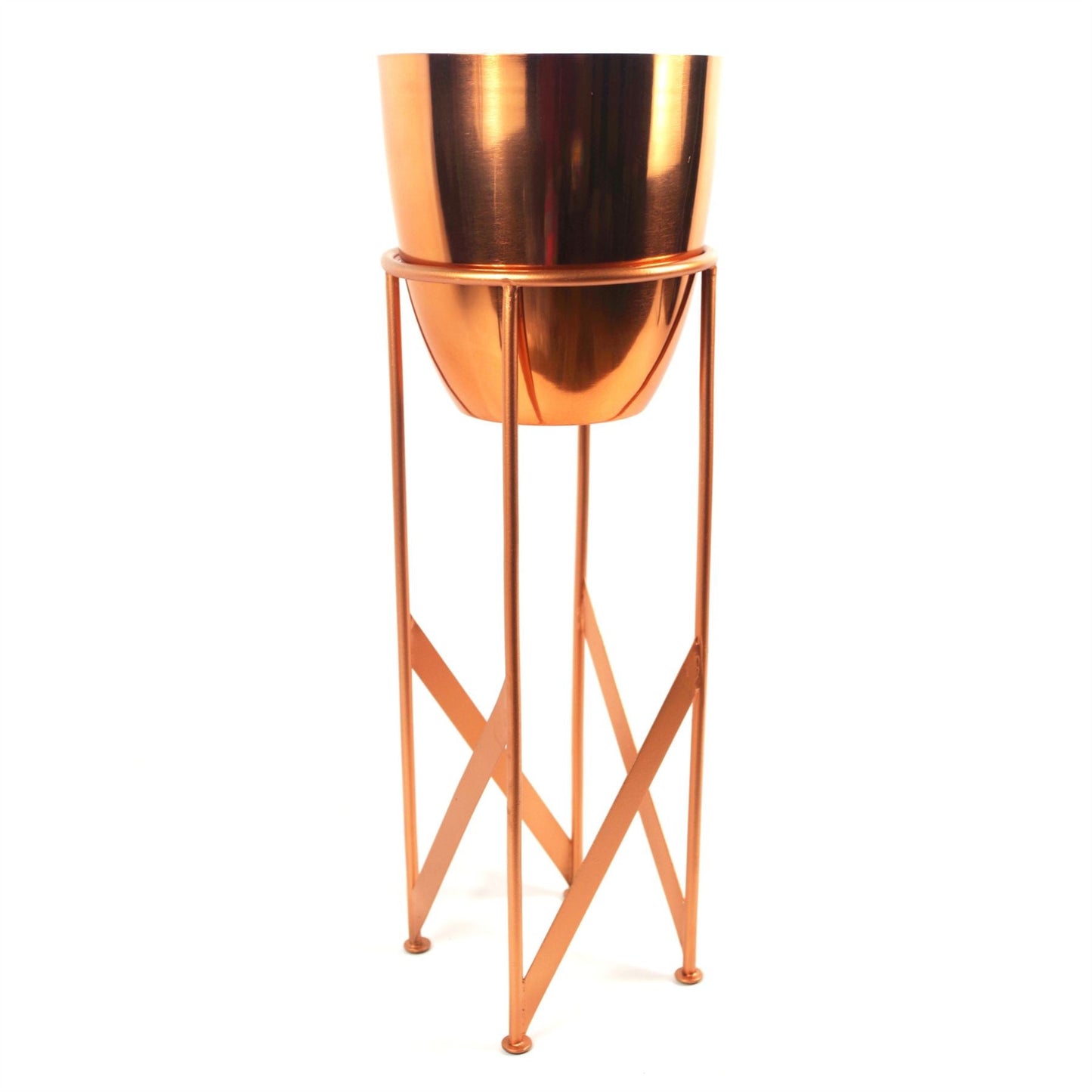Artificial Yukka Plant Metal Planter Stand Copper 90cm Tall Realistic Premium Botanik-1