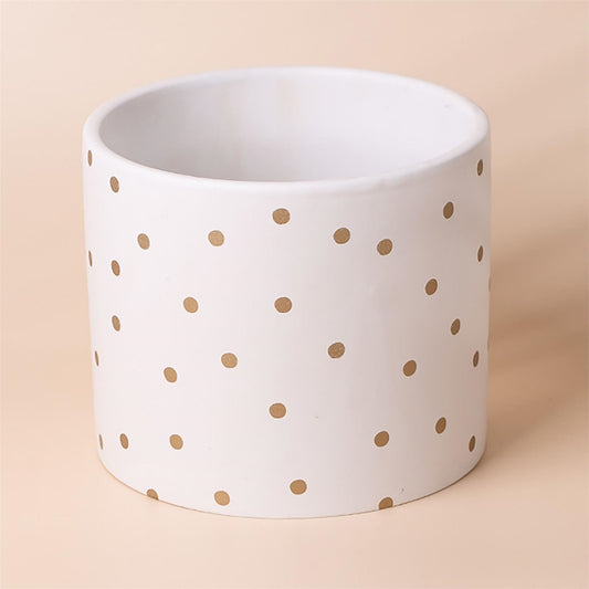Ceramic Plant Pot Planter Dotty Gold 15 x 15 x 18cm-0
