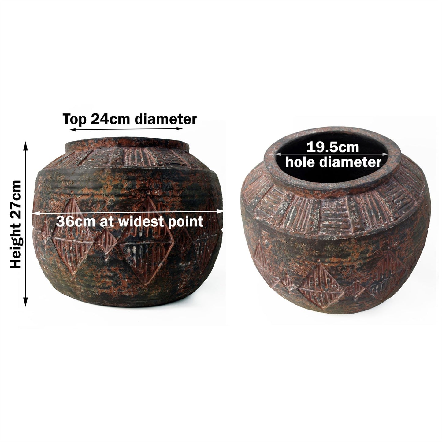 27cm x 36cm Aztec Diamond Large Planter-2