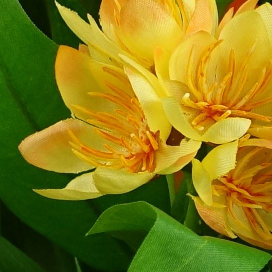 Leaf Design 3x 18cm Artificial Freesia Plants Pink, Orange, Yellow Flowering-3