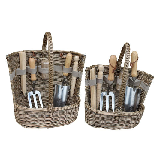 Antique Wash Garden Basket with Tools-0
