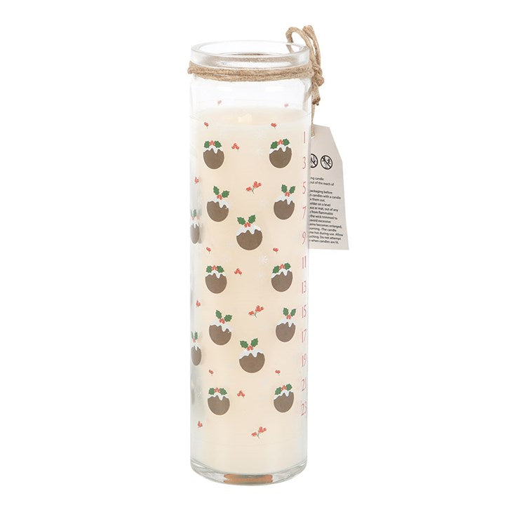 Candle in a glass jar with a pattern on a white background