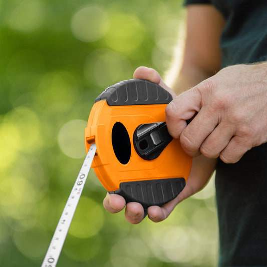 Fibreglass Coiled Tape Measure 13mm Wide Black/Orange (20m-50m)-0