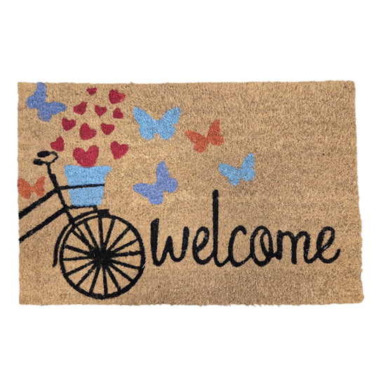 Coir Doormat, 60cm x 40cm - 'Welcome' (Bike)-0