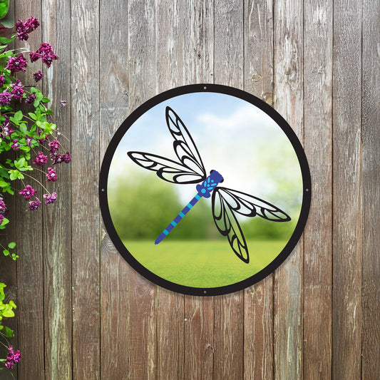 SunCatcher Garden Mirror Round Dragonfly Range of Sizes-0
