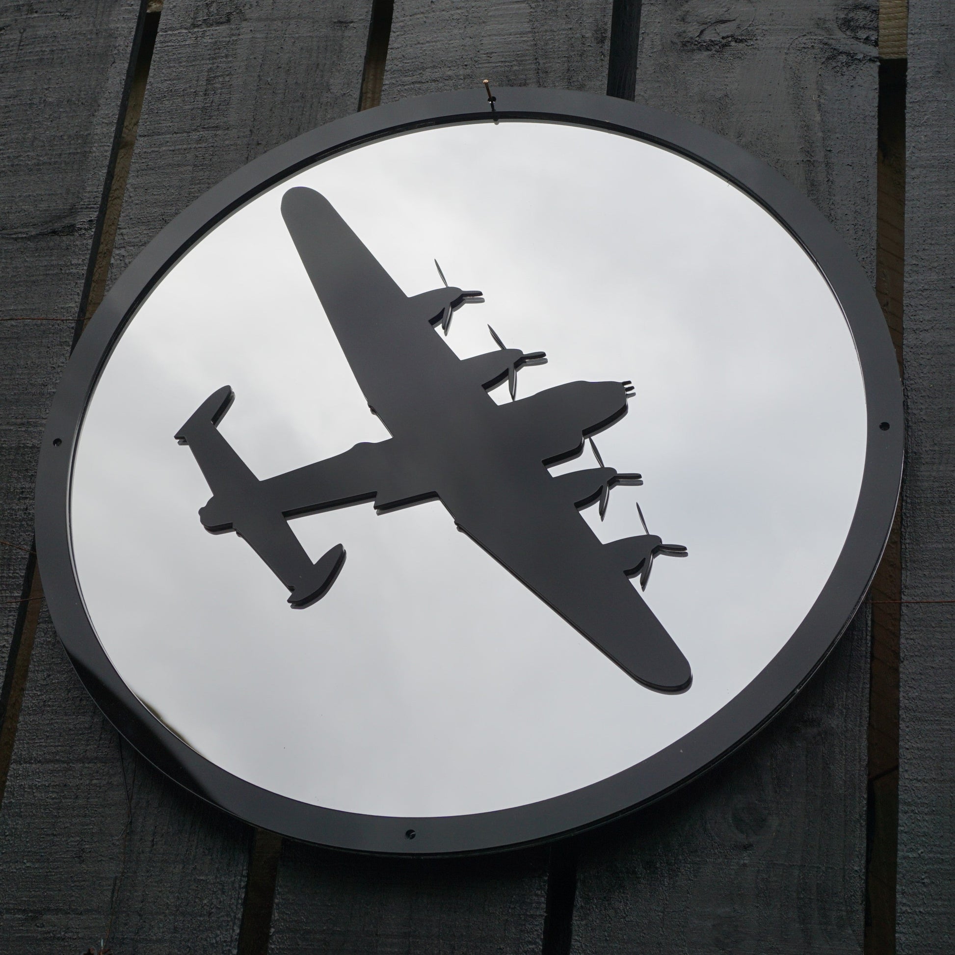 Round SunCatcher Garden Mirror Lancaster Bomber-2
