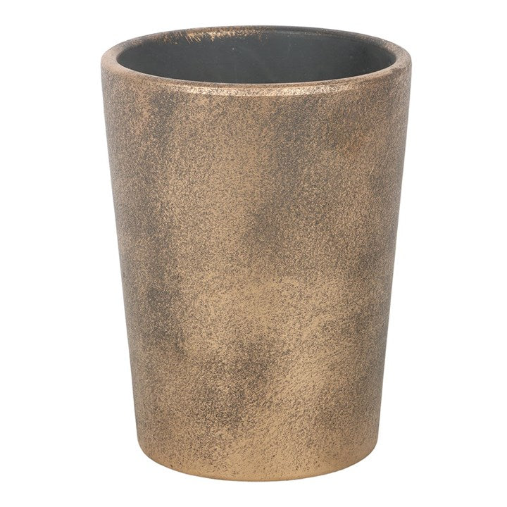 Bronze-colored planter pot on a white background