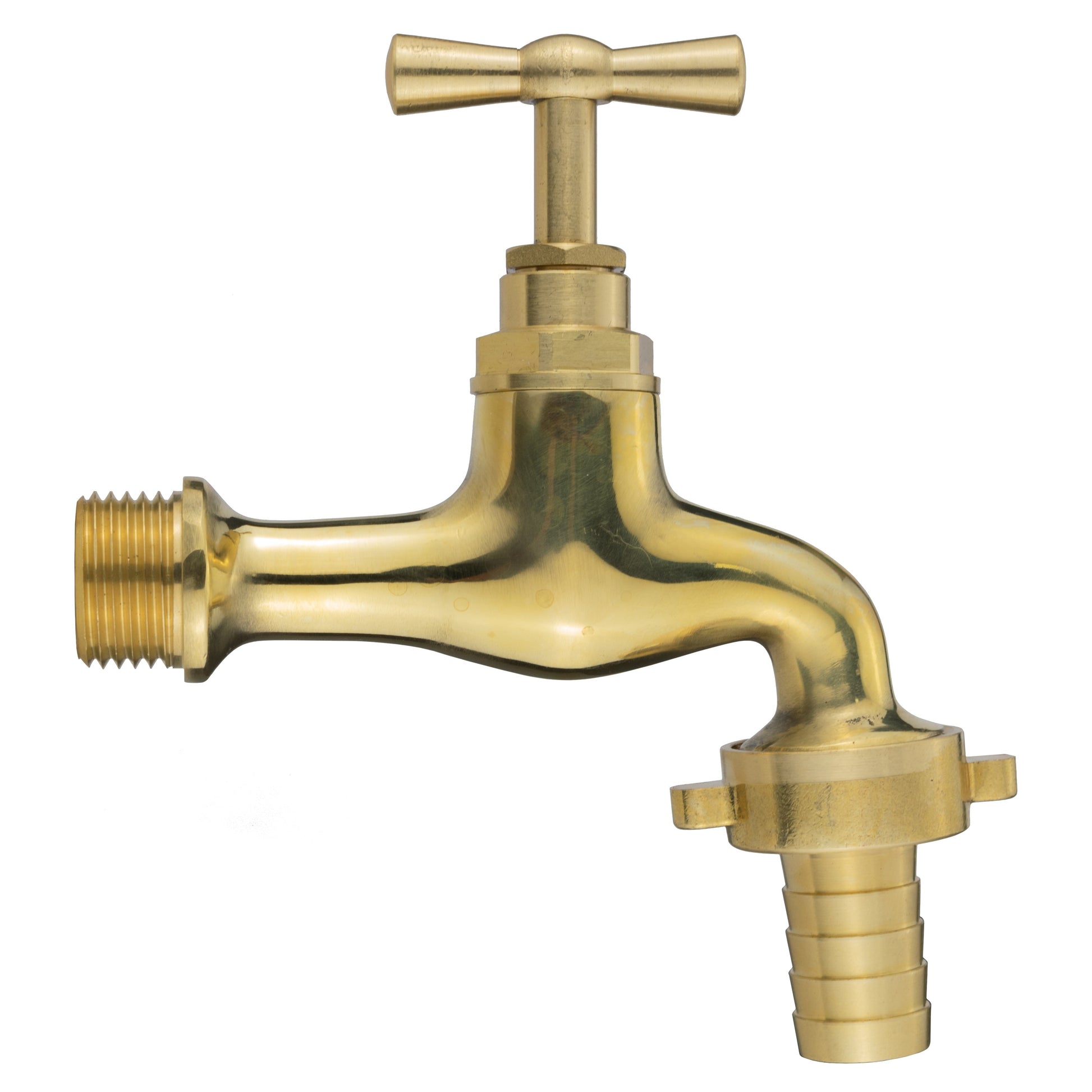 Garden Tap Polished Brass 1/2" BSPM - 13mm Barb-0