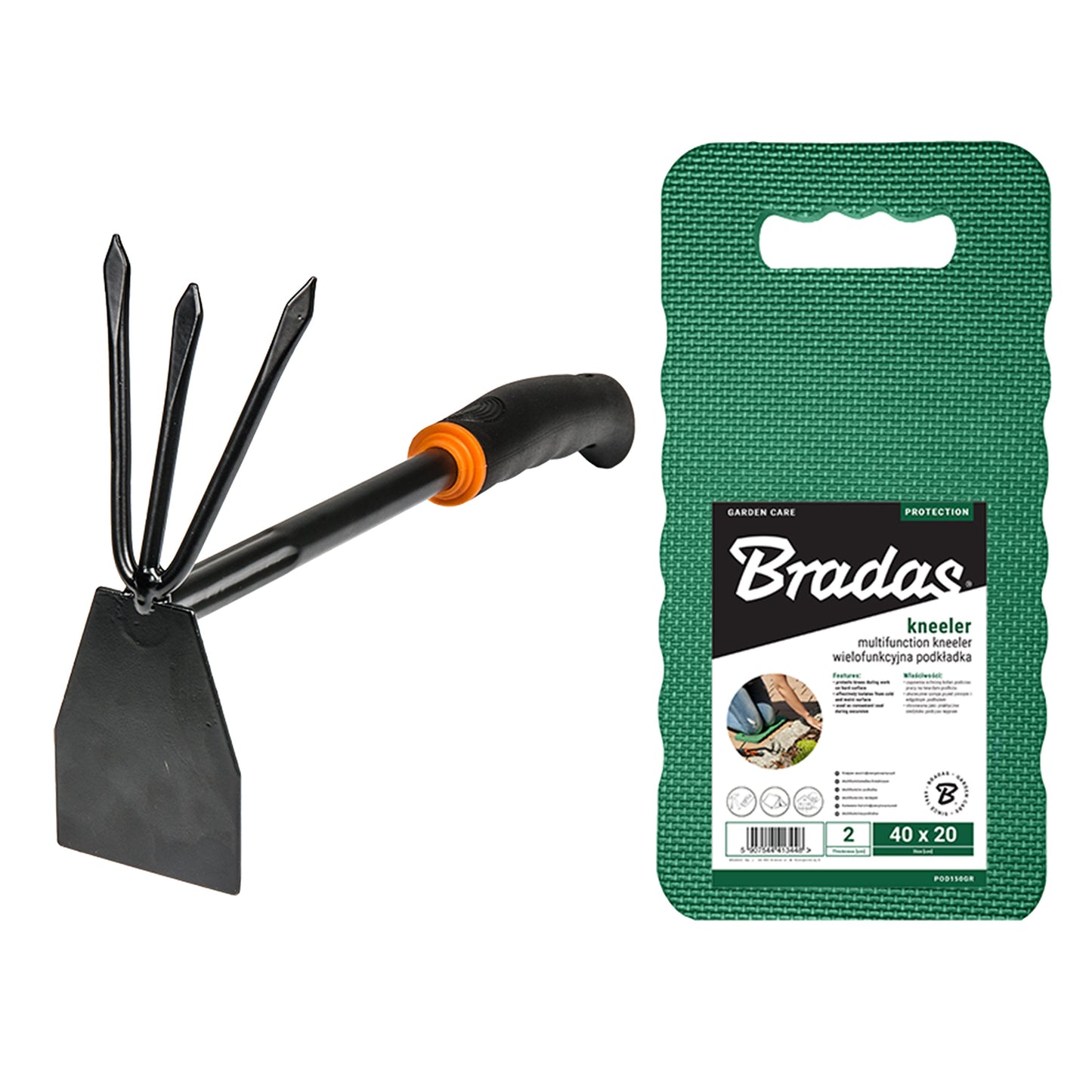 Digger-Hoe Garden Tool with Multifunction Kneeler Mat, Green-0