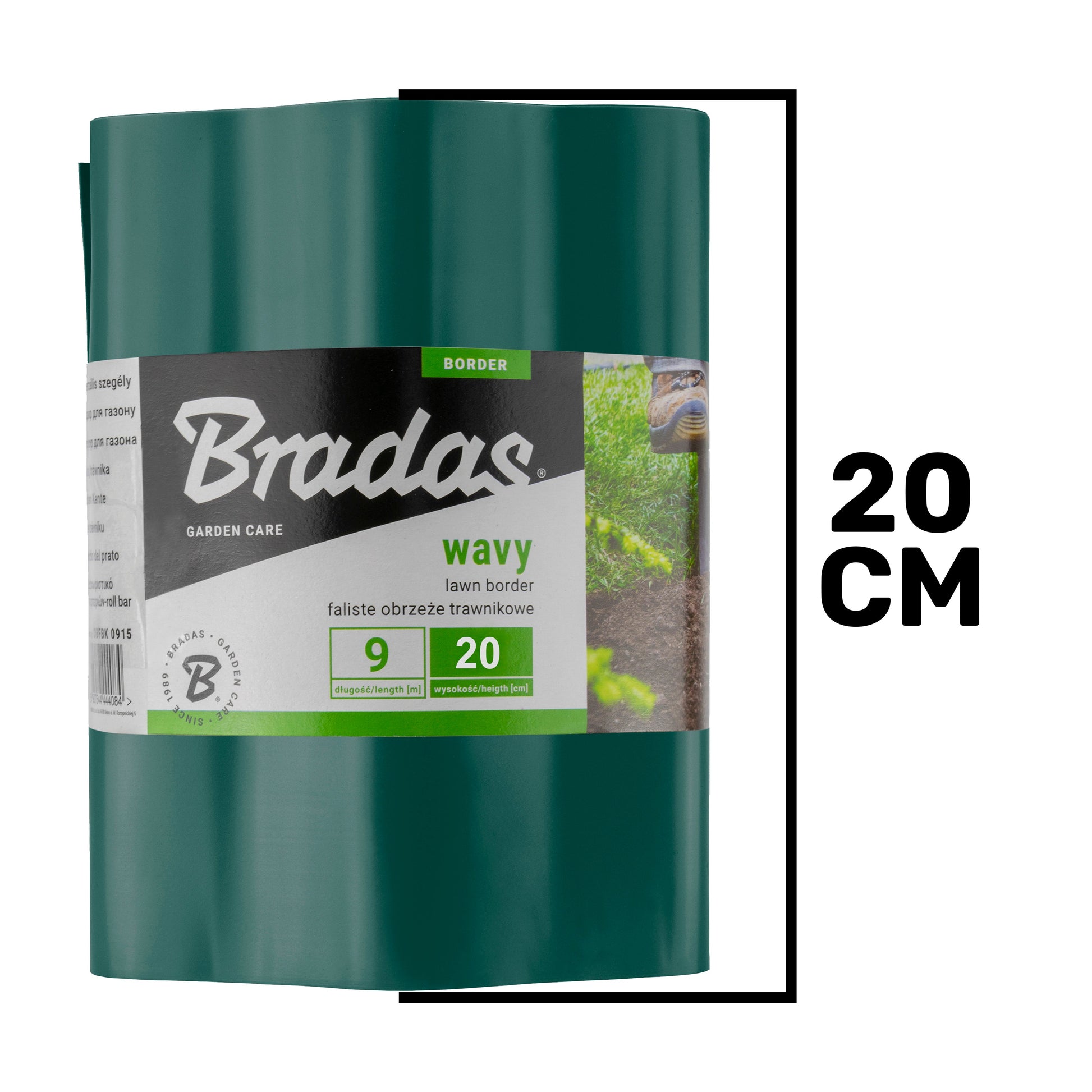 Green Crinkled Flexible Lawn Edging, 20cm Height-1