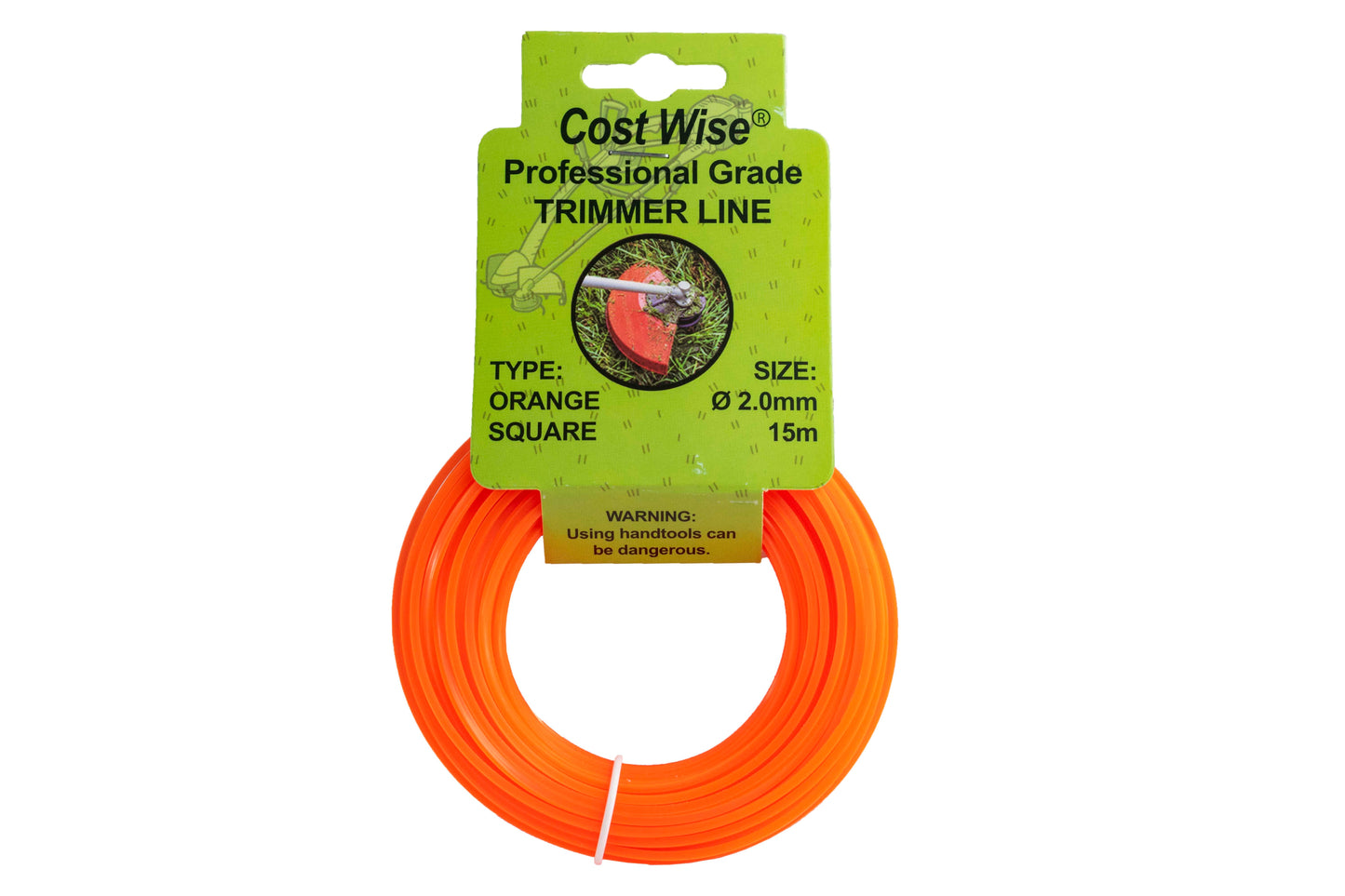 15m Twisted Orange Square Trimmer Line, 2mm-0