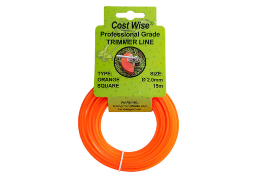 15m Twisted Orange Square Trimmer Line, 2mm-0
