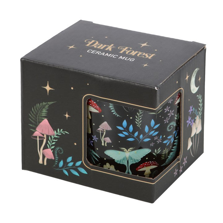 Ceramic mug with forest design in a 'Dark Forest' branded box
