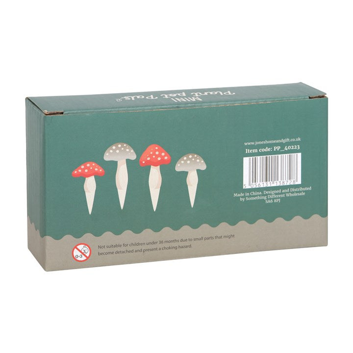 Box with mushroom illustrations and text on a white background
