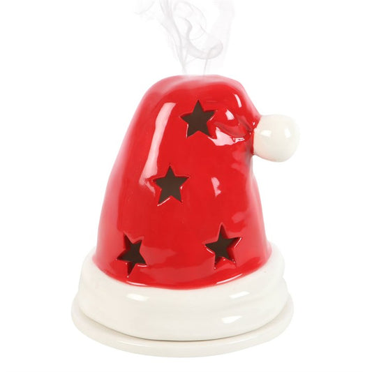 Red bell-shaped object with star designs on a white background