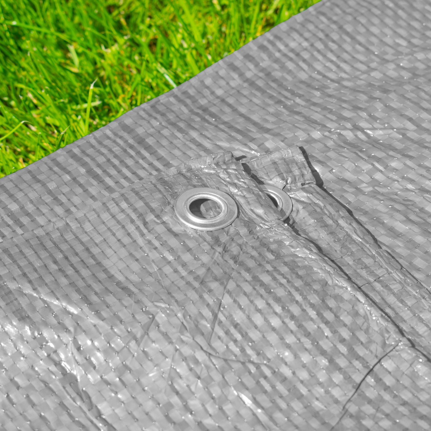 Grey S-Grade Tarpaulin with 10 x 6" Bungee Balls (Black)-3