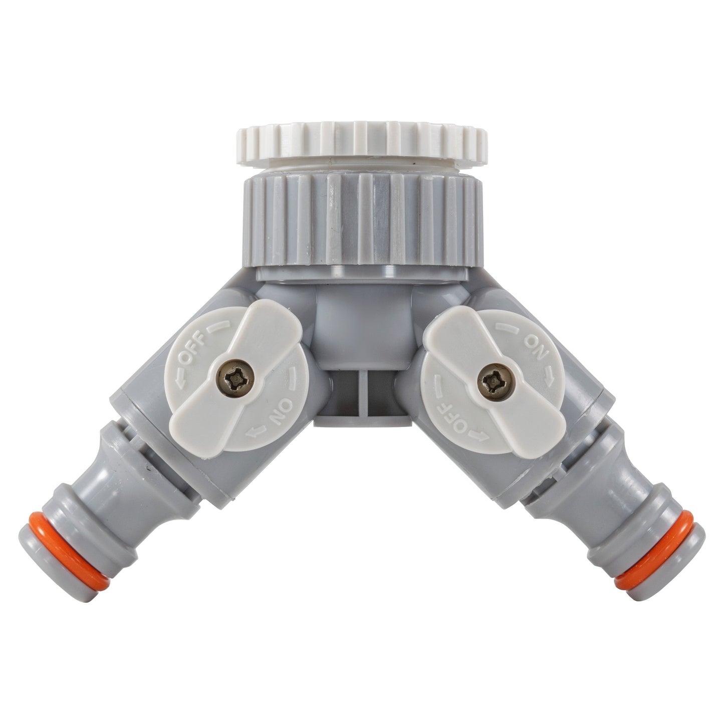 2-Way Tap Connector With Valves 1" or 3/4" BSP Female, Gray/White-0