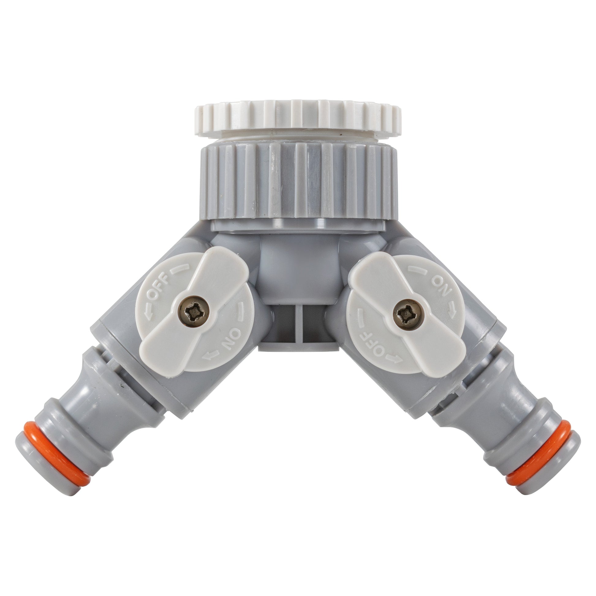 2-Way Tap Connector With Valves 1" or 3/4" BSP Female, Gray/White-0
