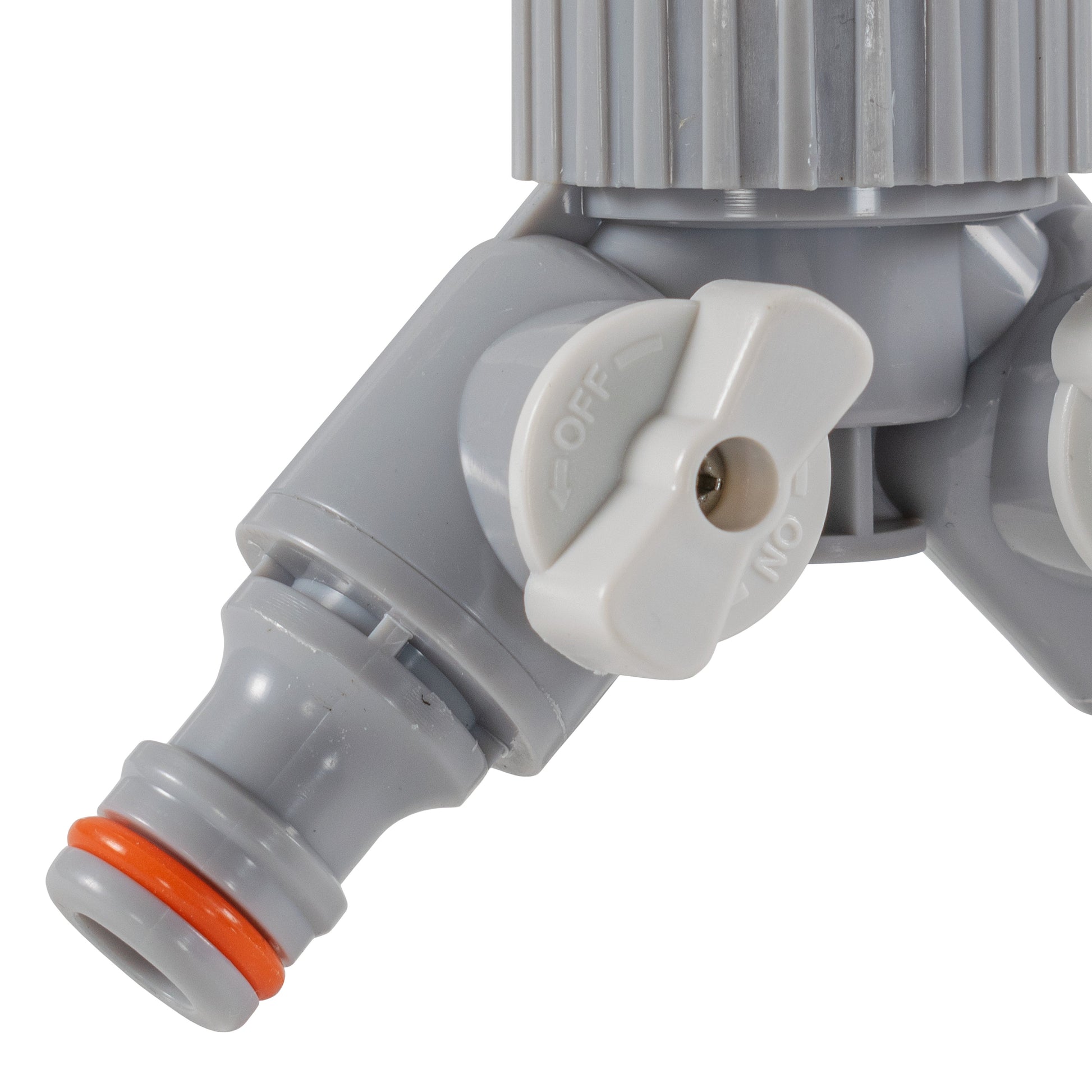 2-Way Tap Connector With Valves 1" or 3/4" BSP Female, Gray/White-4