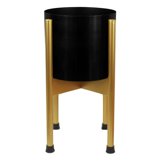 Metal Planter Gold Black Metal Plant Pot 38.5cm x 18cm UK-0