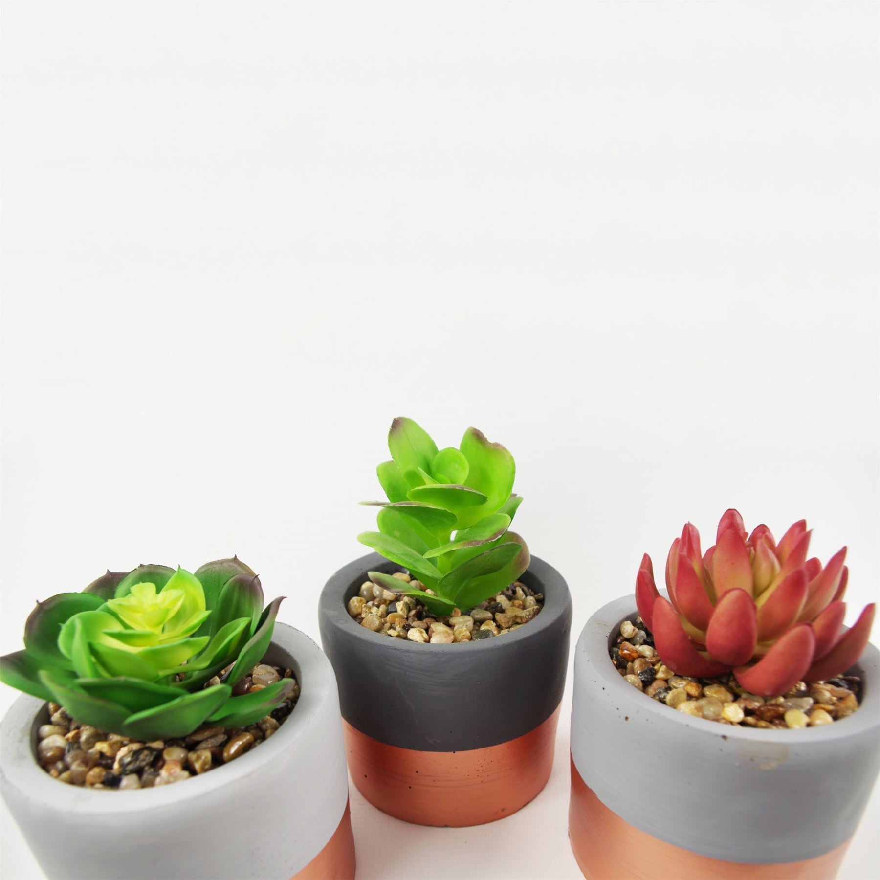 Stoneware Planters Artificial Plants Succulent 14cm Set 3-3