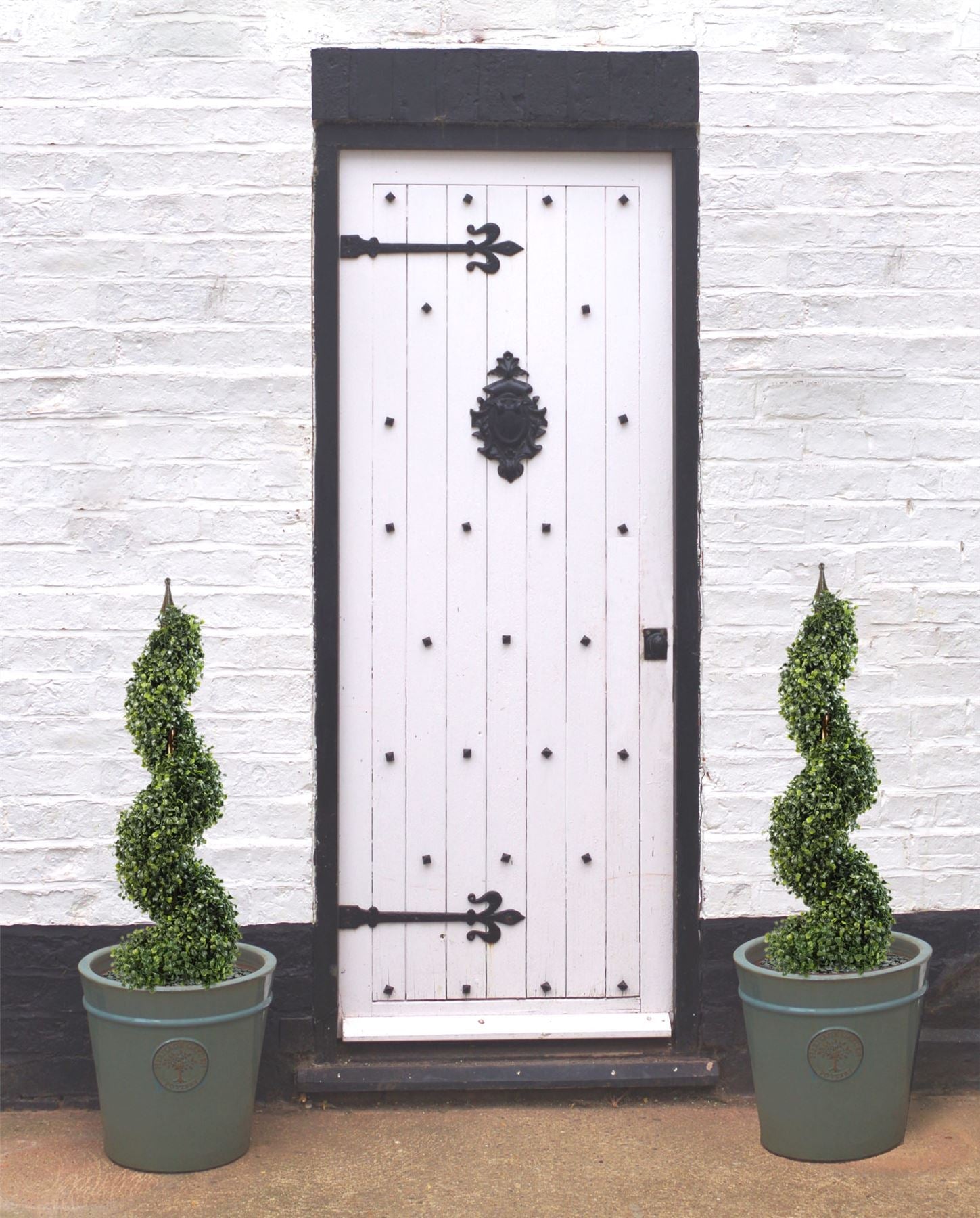 Pair 90cm Tall Artificial Boxwood Tower Trees Topiary Spiral-1