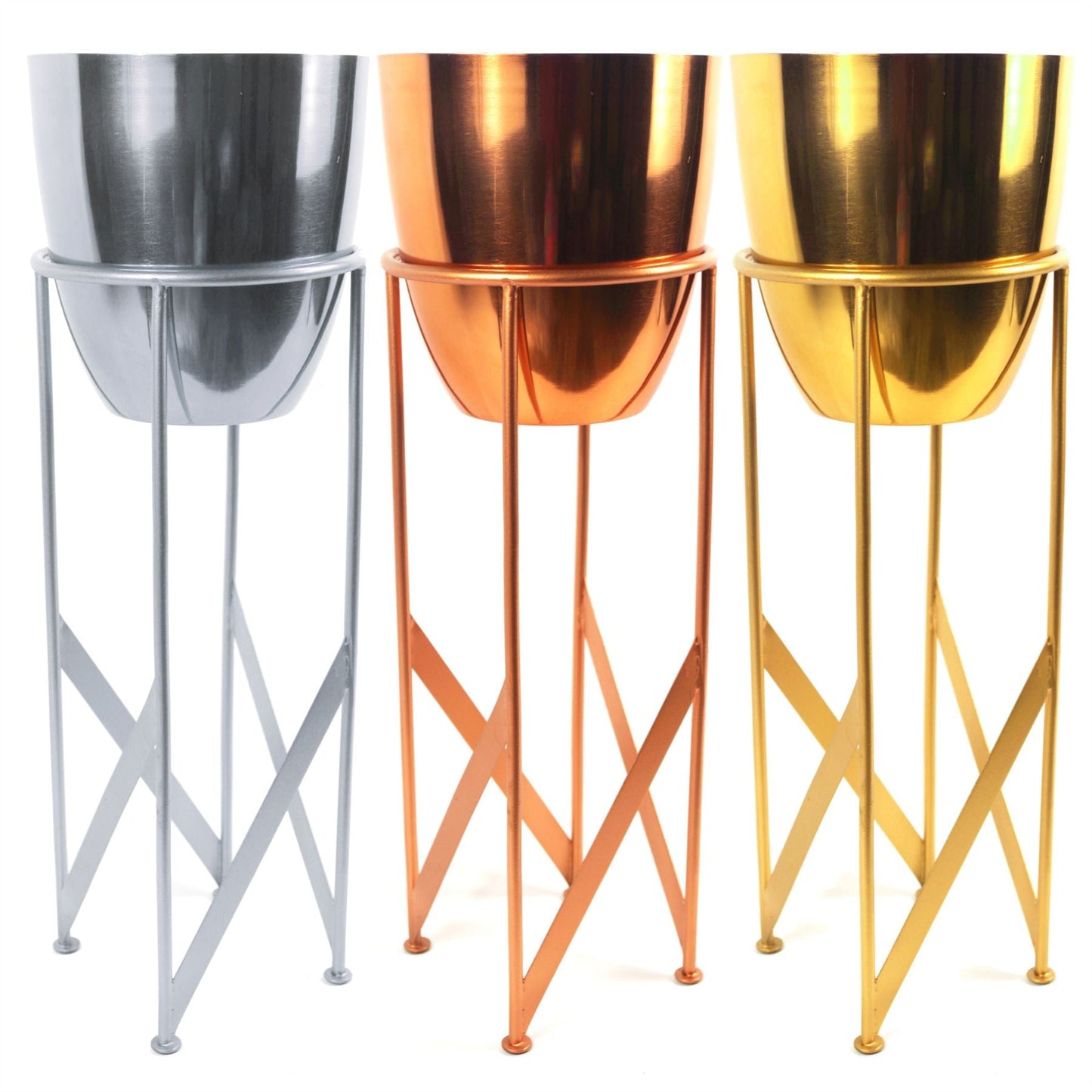 Artificial Yukka Plant Metal Planter Stand Copper 90cm Tall Realistic Premium Botanik-2