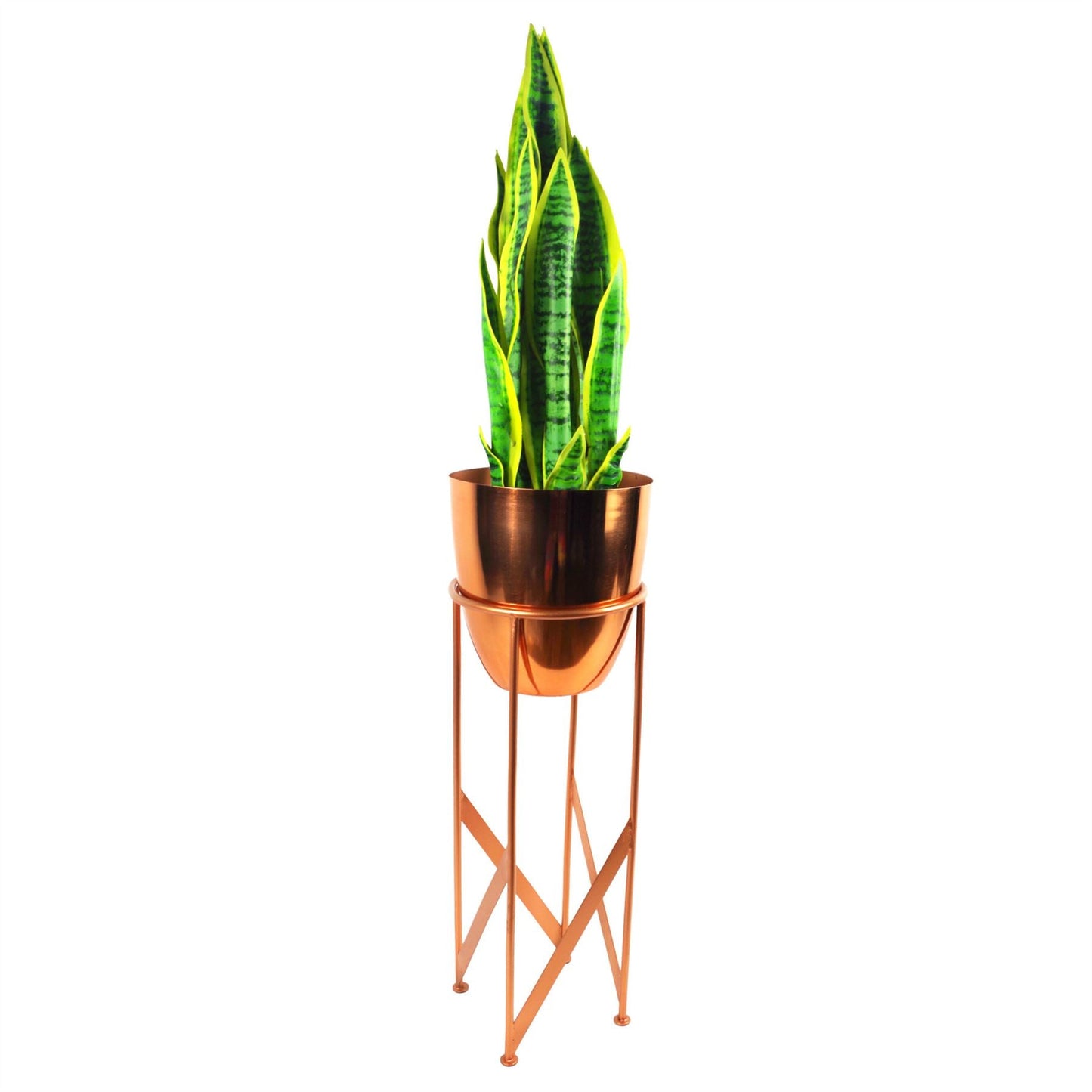Artificial Yukka Plant Metal Planter Stand Copper 90cm Tall Realistic Premium Botanik-3