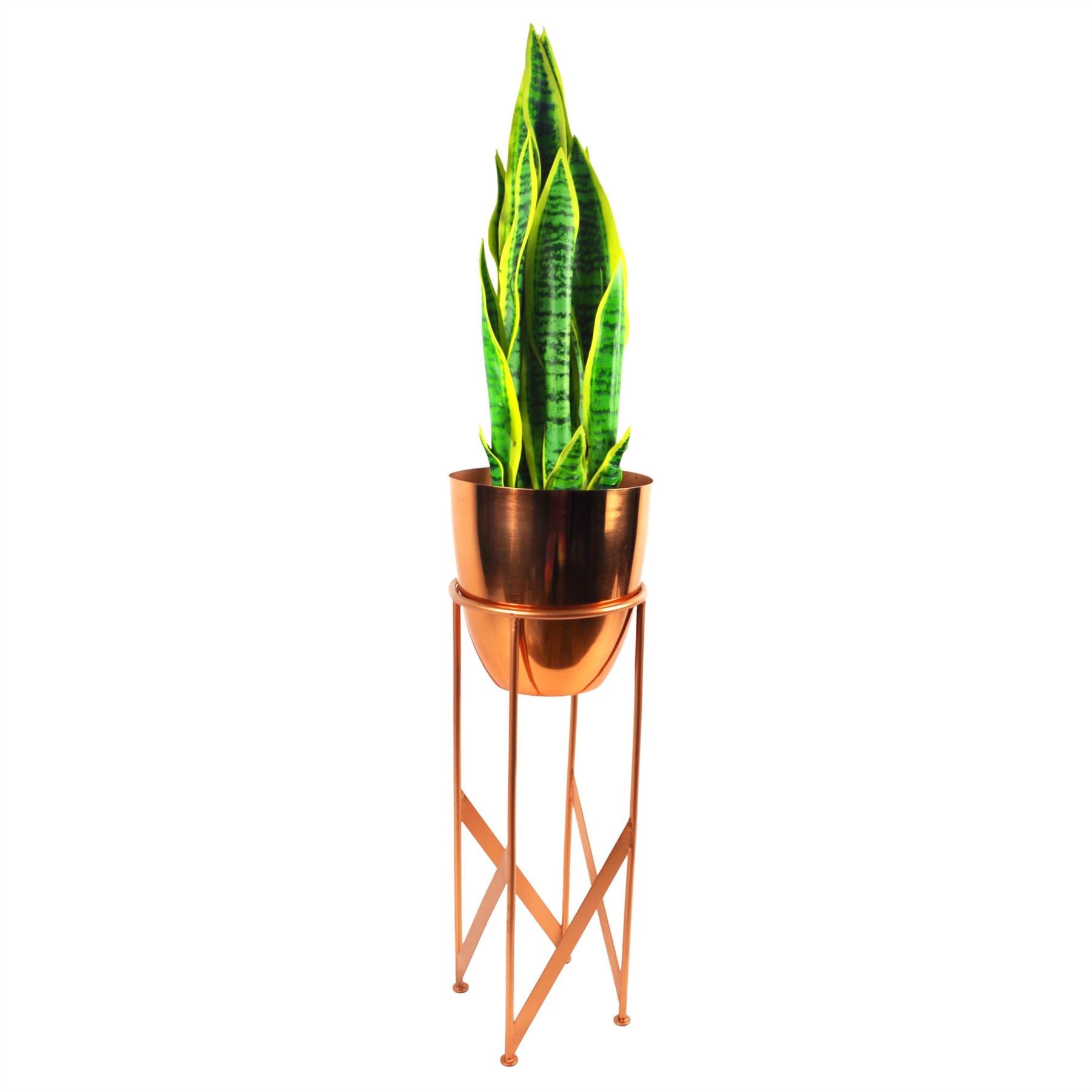 Artificial Yukka Plant Metal Planter Stand Copper 90cm Tall Realistic Premium Botanik-3