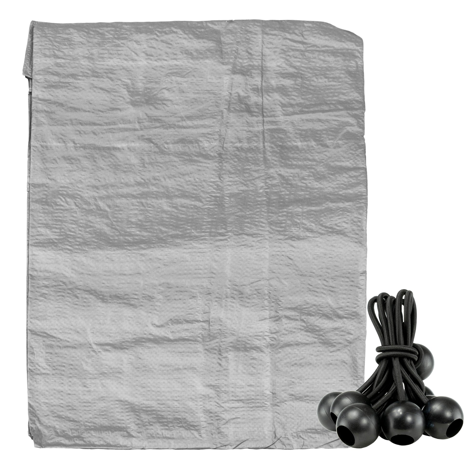 Grey S-Grade Tarpaulin with 10 x 6" Bungee Balls (Black)-0