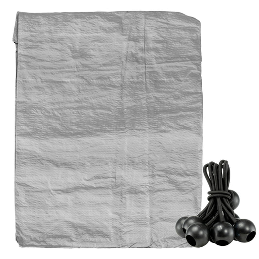 Grey S-Grade Tarpaulin with 10 x 6" Bungee Balls (Black)-0